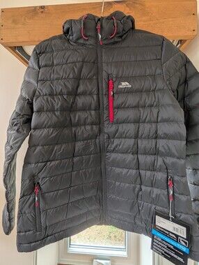Trespass Arabel Black Packable Puffer Jacket with Raspberry Trim